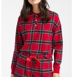 Red plaid check tartan organic cotton cabin lounge check shirt NWT